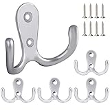 Sie Erhalten: 5 Packungen Doppelzinken Kleiderhaken mit 10 Stück Befestigungsschrauben. Kleiderhakengröße: 53 mm x 41 mm (2,09 Zoll x 1,61 Zoll), Schraube ist 14 mm lang.
