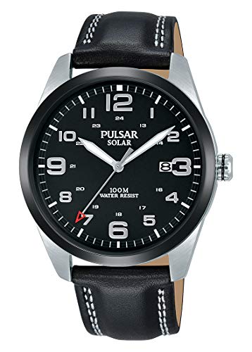 Preisvergleich Produktbild Pulsar Solar Herren-Uhr Edelstahl mit Lederband PX3191X1