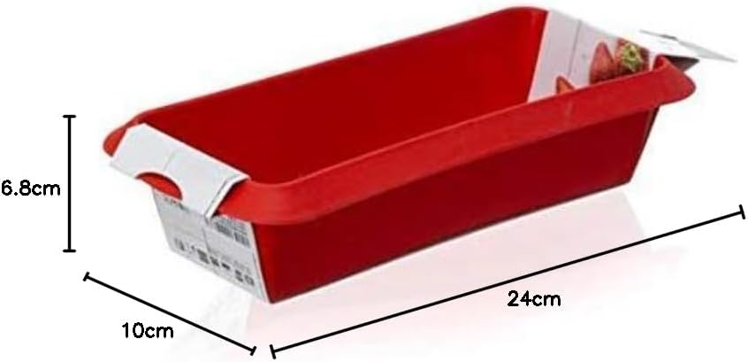 Lékué Plum Cake 9.5" Rectangular Mold - Red - 100% Platinum Silicone Non-Stick Baking Tray - Oven & Microwave Safe - Food Safe, Dishwasher Safe, Freezer Safe - WHD 5x2.6x10.8