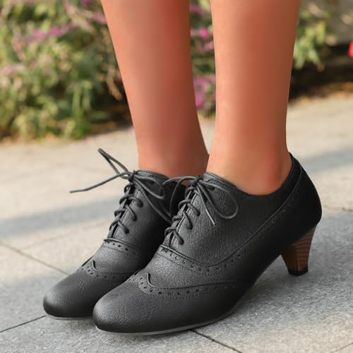 Women's Vintage Wingtip Oxfords Lace Up Low Heel Brogue for Women2