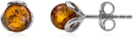 Amber Sterling Silver Small Stud Earrings