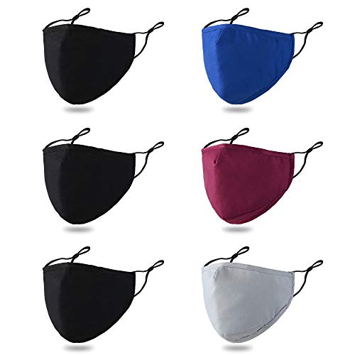 HLEOQVE 6 Pack Cloth Face Mask Washable with Nose Wire - Filter Pocket,Reusable Cotton Fabric Adjustable Face Masks for Men and Women/Sold by QL Sport