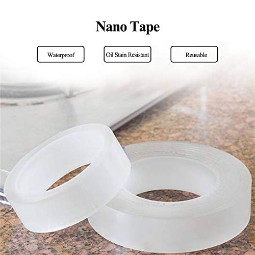Fita Nano - fita adesiva removível reutilizável, pastilhas de gel laváveis sem traço, dupla face, an