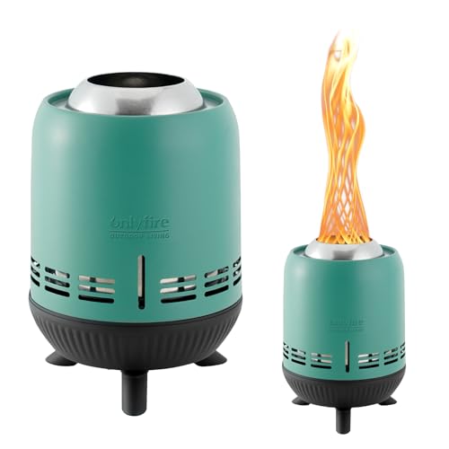 Onlyfire FP055 - Hoguera sin humo con bolsa de transporte, portátil para exteriores, hoguera de bajo humo para camping, portón trasero, patio, hoguera de leña, acero inoxidable, azul