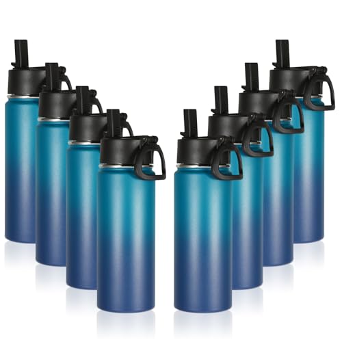 Volhoply 16oz Insulated Kids Water Bottle with Straw, Dark Night, 8-Pack