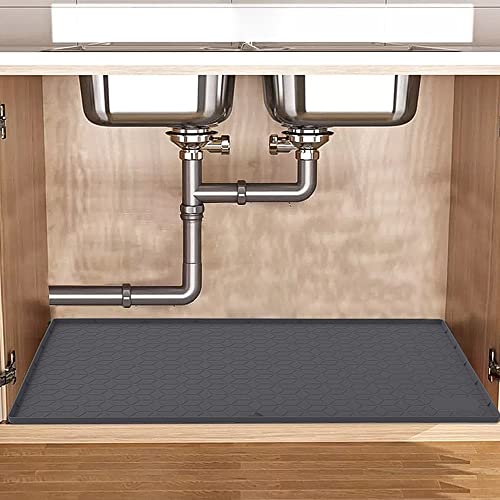 Alfombrilla de silicona impermeable para debajo del fregadero, para cajones de cocina, bandeja debajo del fregadero para goteo, fugas, derrames, flexible, antideslizante, fácil de limpiar, 35 x 22 Cover