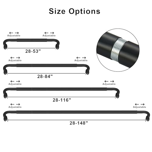 Room Darking Curtain Rod, 28-148 Inch Adjustable Window Curtain Rods Wrap Around 1inch Diameter Single Splicing Curtain Rod, Matte Black by Joodxoe - Image 6
