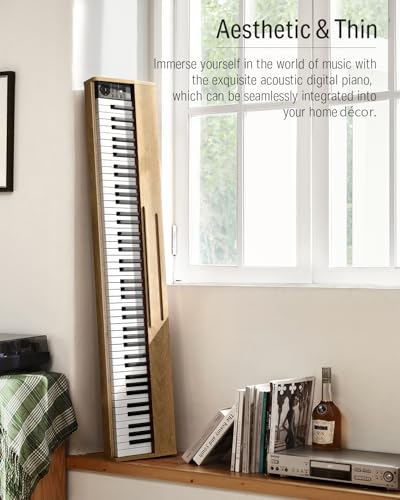 Image of Donner DEP-1S Piano Keyboard 88 Keys, Beginner Digital Piano with 88 Key Velocity-Sensitive Keyboard, Record, Bluetooth, Chord, Bundle With Piano Stand, Piano Stickers, Sustain Pedal, Natural