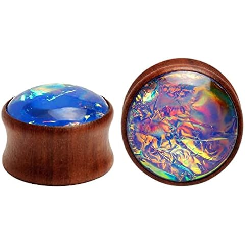 KUBOOZ Sea Shell Center Wooden Ear Plugs Tunnels Gauges Stretcher Piercings Jewelry Cover