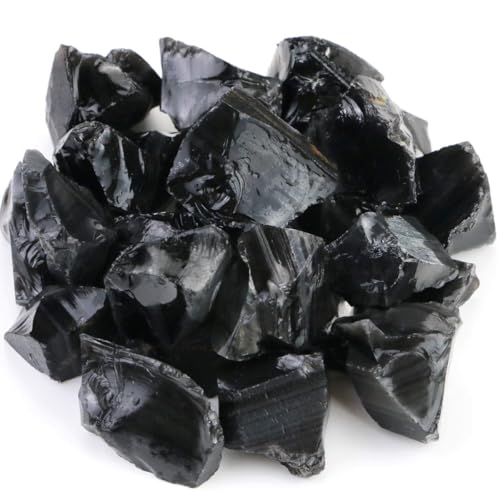 Fireboomoon 2lb/950g Rough Natural Black Obsidian Stones Raw Gemstone Crystal