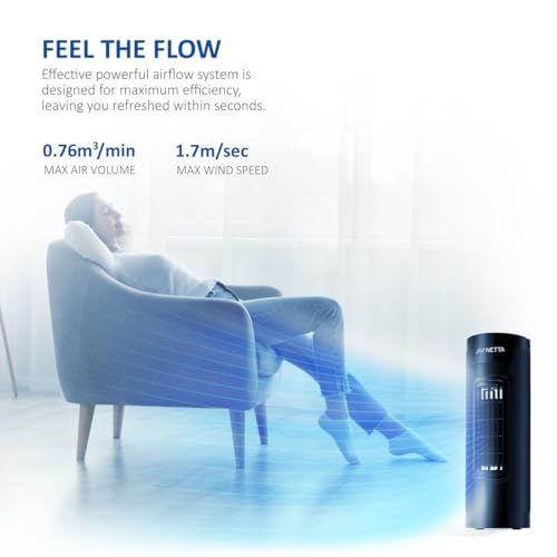 Image of NETTA 14 inch Mini Tower Fan with Oscillating Function - 3 Speed Levels, Quiet Operation, 65 Oscillation - 1.2kg Lightweight Compact Cooler Desk Fan for Home, Office and
