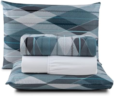 Jogo de Lençol Queen 200 Fios Estampado Toque Macio 04 Peças Esme...