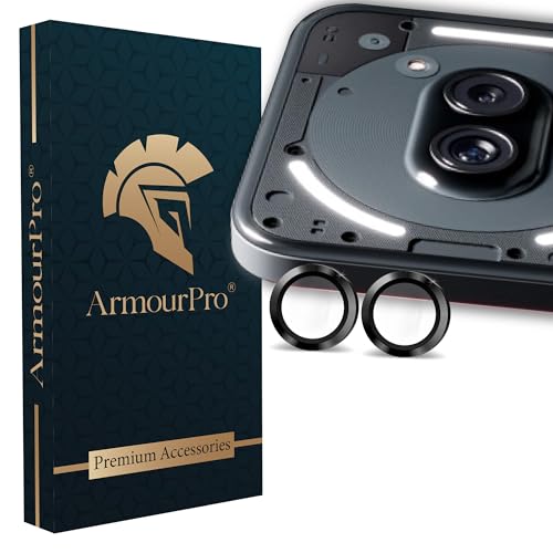 Image of ArmourPro Camera Rings Tempered Glass for Nothing Phone 2A, Tough HD Individual Aluminum Alloy Rings 9H Camera Cover, Scratch-Resistant,Camera Lens Protection| Black, 1 Pack