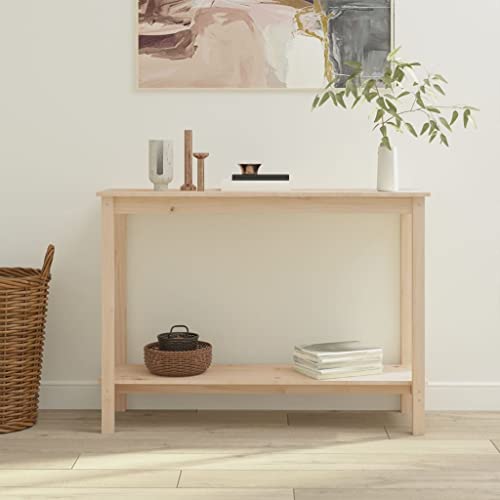 QZZCED Mesa Consola Madera Maciza de Pino Mesa Consola de Madera Maciza de Pino, Estructura Estable y Superficie Robusta para Decoración 110x40x80 cm