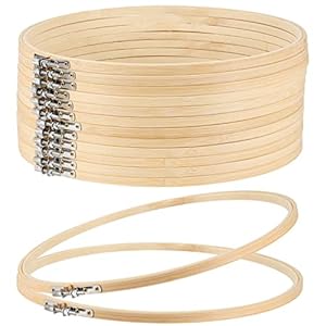 SEHOI 14 Pieces 12 Inch Bamboo Embroidery Hoops, Wooden Round Adjustable Bamboo Circle Cross Stitch Hoop Rings for Art Craft Handy Sewing