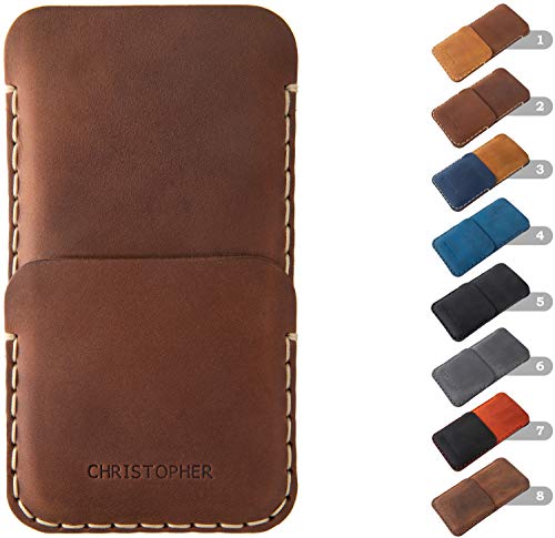 Personalized Leather Cover works with Cat S41 S31 S60 Case Wallet Sleeve Pouch Shell Engrave Your Name or Initials (for any phone size)