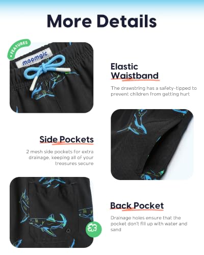 Image of maamgic Boys Swim Trunks with Compression Liner Toddler Stretch Swim Shorts