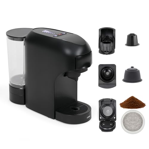 Livoo DOD217N - Cafetera multicápsulas 4 en 1 (1400 W, 20 bares, 7 niveles de volumen, compatible con Nespresso*, Dolce Gusto*, cápsulas tipo Senseo** y café molido