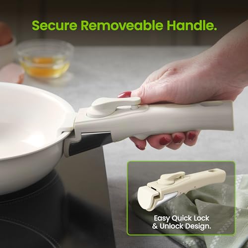 VonShef 17pc Pots and Pans Set, Non-Stick Frying Pans, Saucepans, Protectors & Lids, Non-Toxic Ceramic Lined w/Detachable Handles, Oven-Safe & Easy Clean, PFAS PTFE PFOA Lead & Cadmium Free - Image 6
