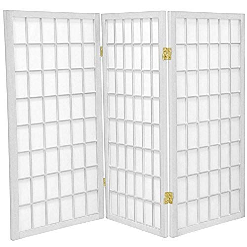 Oriental Furniture 3 ft. Tall Window Pane Shoji Screen - White - 3