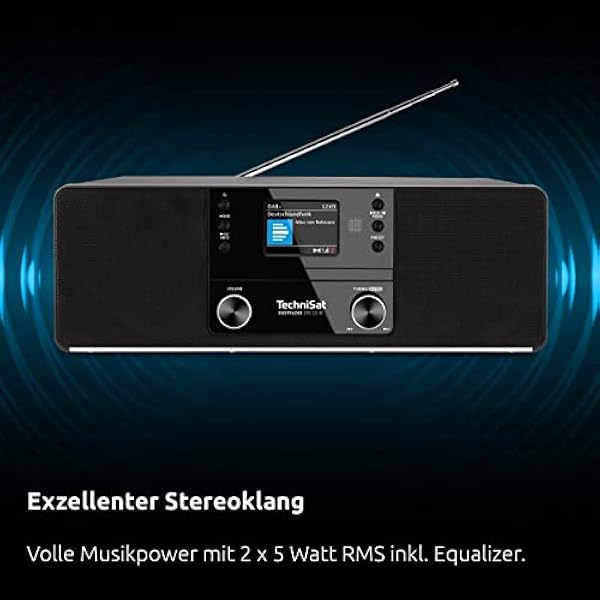 TechniSat DIGITRADIO 370 CD IR Internet radio stereo (DAB , FM, lettore CD, WLAN, Bluetooth, display a colori, USB, AUX, presa per cuffie, sveglia, 10 Watt, telecomando) nero