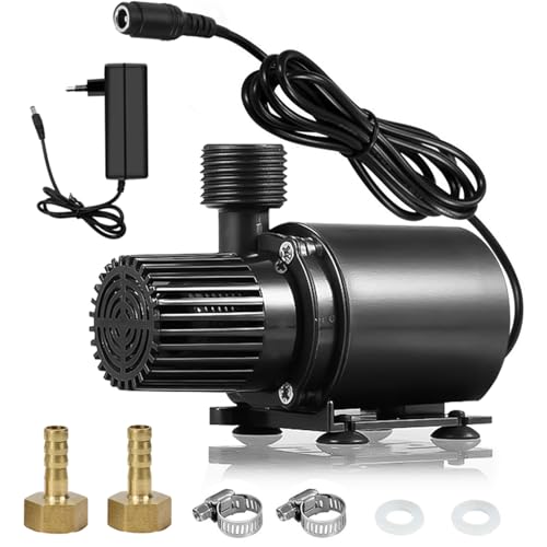 Wasserpumpe 12V 800L/H 4,5M Tauchpumpe Klein mit Drehzahlregelung, Mini Wasserpumpe mit Netzadapter, Teichpumpe Aquarium Pumpe für Wasserzirkulation und Springbrunnen