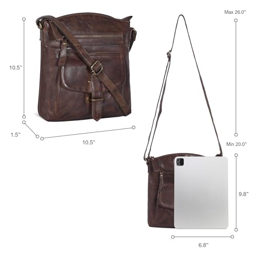 Image of Oak Leathers Leather Crossbody Bag For Women With Adjustable Sling Strap - Medium Size Crossover Shoulder Handbag Purse
