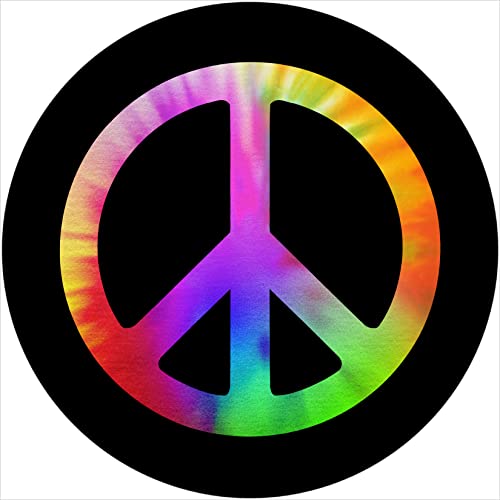 Tire Cover Central Tie Dye Peace Sign Spare Tire Cover (Custom Made To Your Tire Size-See Menu) 255/70R18 Center Camera Hole #TOP28