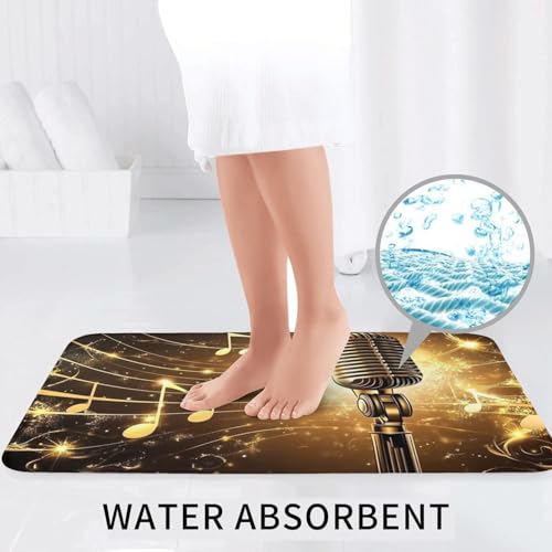 Alfombras de baño lavable a máquina juego de microfibra con ondas musicales 7