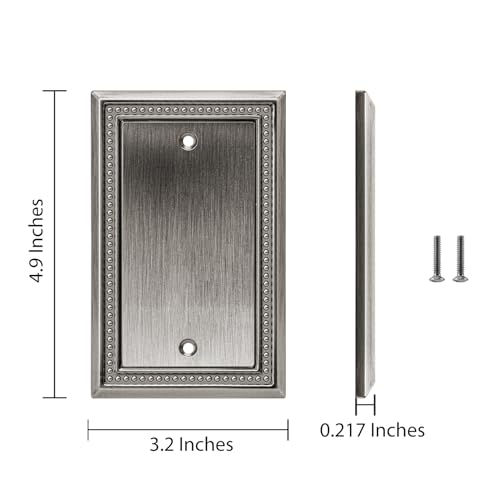 Image of Henne Bery Sunken Pearls Heavy Duty Decorative Wall Plate Switch Plate Outlet Cover (Single Blank, 2 Pack, Heirloom Silver)