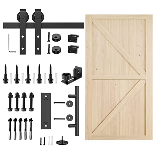 HomLxclx 48in x 84in Barn Door with 8ft Sliding Barn Door Hardware Kit