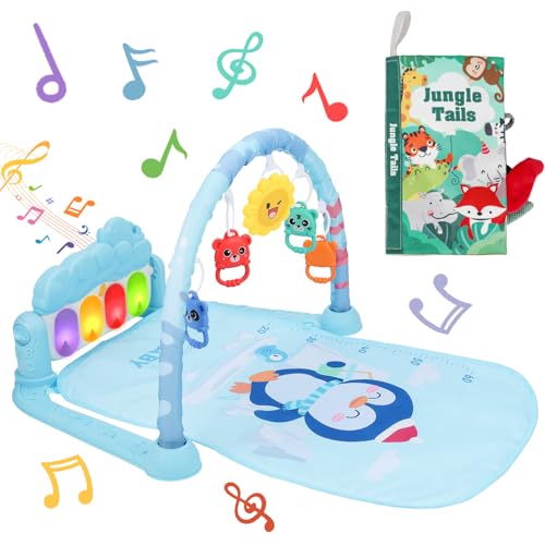 Vextronic Baby Play Gym Mat, Kick and Play Piano Gym with Music & Light, Baby Activity Mat, Piano Play Mat, Newborn Infant Tummy Time Gift for 0-3/6/9/12 Months