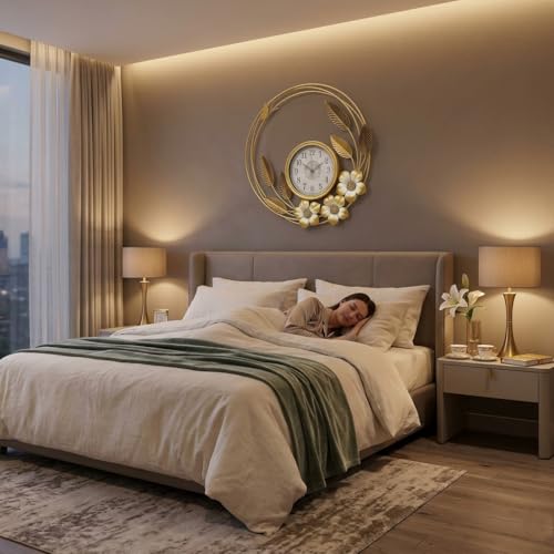 Image of Arcanine Round Wall Clock Modern Style Metal Clock Silent Wall Clock with Silent Movement Wall Clocks for Home Wall Decor Clock for Living Room,Bedroom,Dining Room (AR-06)