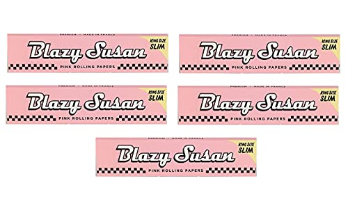 BS BLAZY Susan King Size Rolling Papers (5 Packs) - 50 Leaves PER Pack Pink