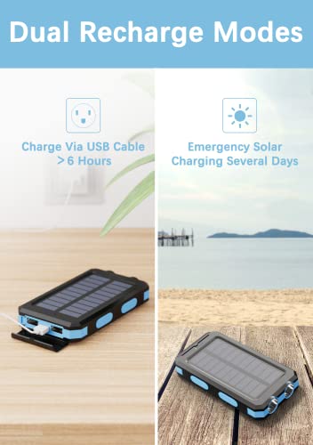 Solar Charger, Jneesyan 20000Mah Portable Power Bank Solar For Cell Phones, Camping Waterproof External Battery Power Pack Solar Phone Charger, 2 Usb/Led Flashlight For All 5V Devices #TOP6