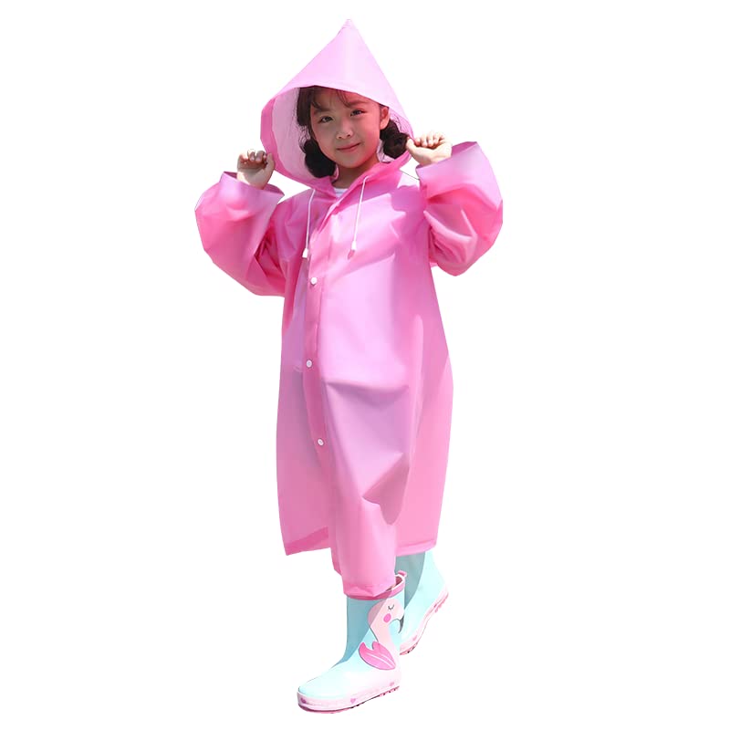 KangkaiChildren Rain Ponchos,Portable Reusable Raincoat for School,Camping,Emergency Children Suitable for 100-140CM