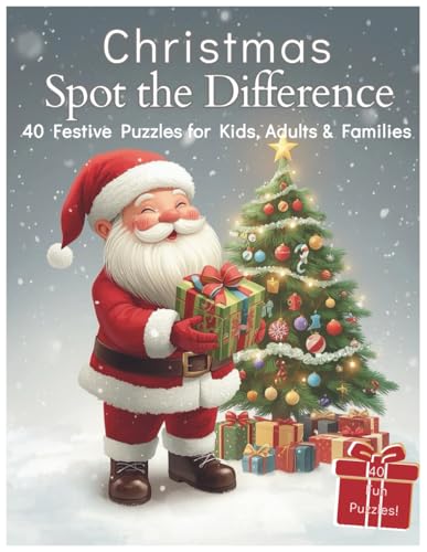 Christmas Spot The Difference Book: 40 Festive Puzzles for Kids, Adults & Families