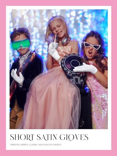 Image of Sumind 4 Pairs Women Short Satin Gloves White Wedding Party Wrist Length Gown Opera Gloves
