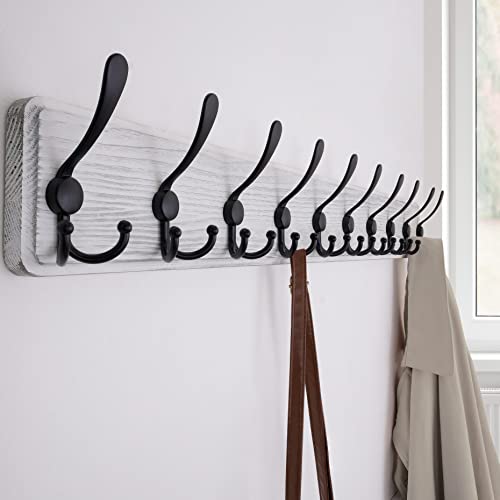 Image of SKOLOO Rustic Large Wall Mounted Coat Rack-38.6'' Long Coat Rack for Wall, Pine Solid Wood Coat Rack Hook, Farmhouse Coat Hanger Wall Mount for Hanging Jacket Coat Hat, Pack of 2