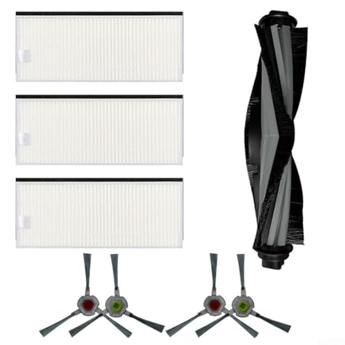 Kit di ricambi per aspirapolvere Ecovacs per robot aspirapolvere Deebot U2 e U2 Pro DGN22 con spazzola a rullo principale, 4 spazzole laterali e 3 filtri
