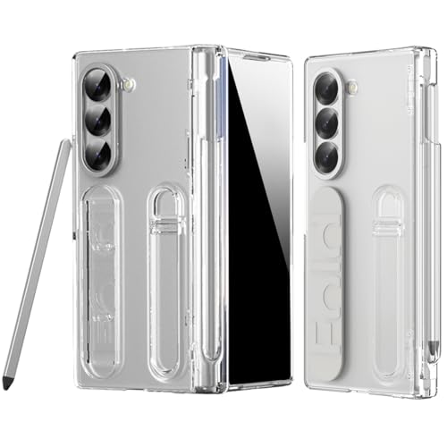 NINKI Etui anty szpiegowskie do Samsung Z Fold 7 ze stojakiem i rysikiem S Pen Private Screen Protector Anti-fall Anti-Shock Matte Hinge Case For Z Fold 7 Transparent