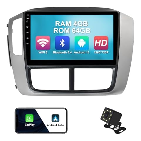 4+64G 9-inch Android 13 WiFi 6 Car Stereo for Honda Pilot 2006-2008 IPS Touchscreen Screen Bluetooth 5.4 Car Radio with Carplay & Android Auto Support Backup Camera FM Navi SWC Cover