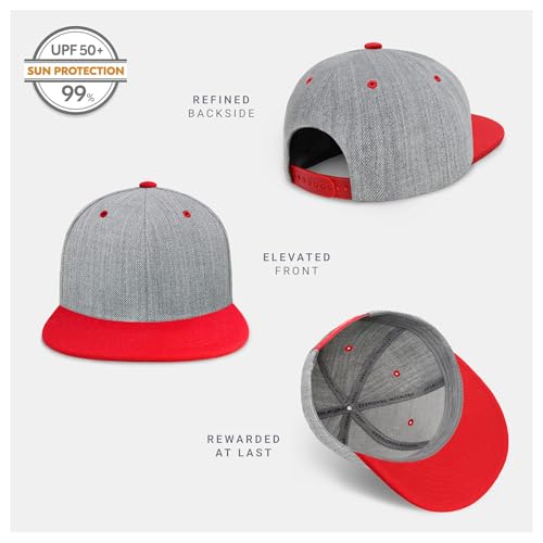 Image of CHOK.LIDS Classic Snapback Flat Bill Hat Blank Adjustable Baseball Cap | Structured high crown, flat visor, blank front for customization, adjustable snap closure, trendy everyday style