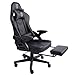 Produktbild Trisens Gaming Stuhl im modernen Racing-Design mit ausziehbarer Fußstütze Gaming Chair mit verstellbaren Design Armlehnen ergonomischer Schreibtischstuhl mit extra Stützkissen, Farbe:Schwarz