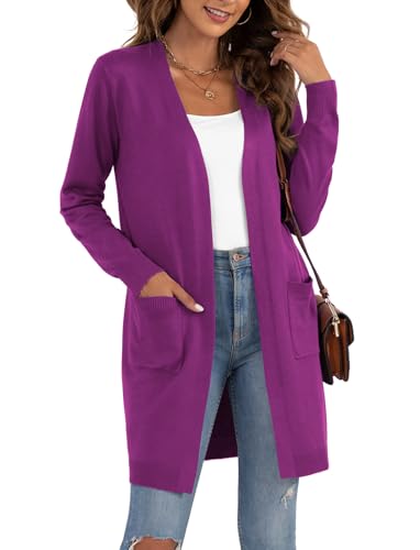 Image of VIISHOW Women's Classic Cardigans Long Sleeve Open Front Casual Knit Cardigan Sweaters Coat Soft Outwear