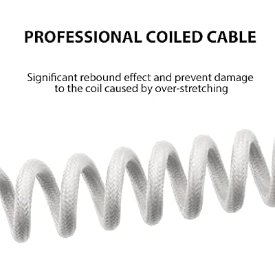EPOMAKER Mix 1.8m Coiled Keyboard Cable, USB C to USB A TPU Cable for Mechanical Gaming Keyboard, with Detachable Metal Aviator for Custom Keyboard, White