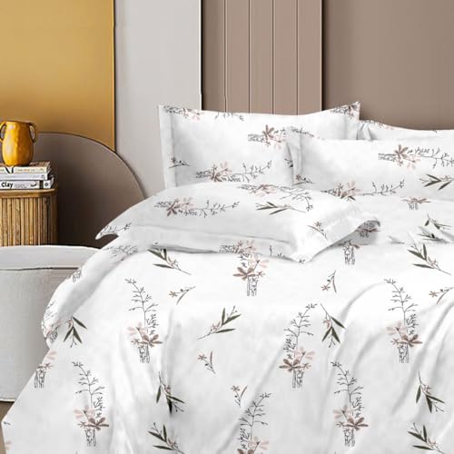 Image of 100% Cotton Bed Sheet for King Size Bed 300 TC, 1 King Size Bed Sheet (108x108 Inches) with 2 Pillow Covers, Premium Bedsheet for Double Bed King Size (Orchid Glow)