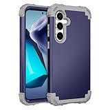 Asuwish Phone Case for Samsung Galaxy S25 5G Hard Cover Shockproof Soft Silicone Bumper Hybrid Three Layer Heavy Duty Grip Rugged Protective Cell Accessories S 25 25S G5 SM-S931U 6.2 inch Blue