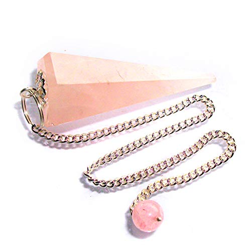 Green Cross Toad Péndulo cónico de Cristal para radiestesia y sanación - Gemas Naturales genuinas (Cuarzo Rosa)