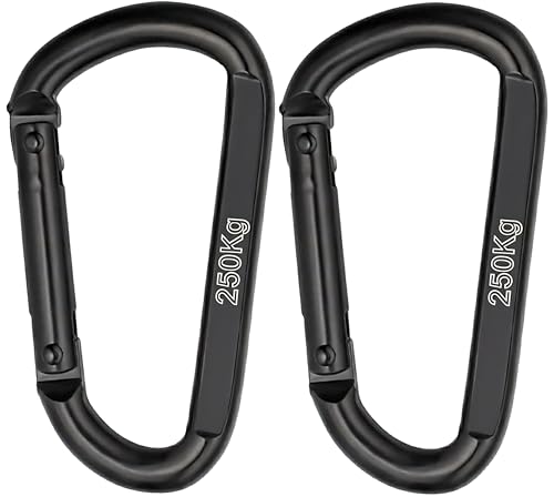 NEXAFIX – Mosquetón Negro INOX M8 8 cm (Pack de 2) – Calidad Profesional – Mosquetón Fuerte 250 kg para Llaves, Correa de Perro, Camping, Hamaca y Gimnasio